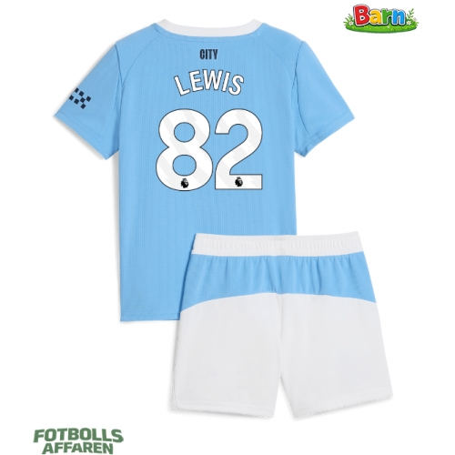 Manchester City Rico Lewis #82 Hemmaställ Barn 2025-26 Kortärmad (+ Korta byxor)